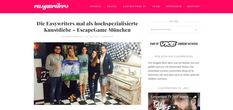 Escape Games München Referenz von easywriters