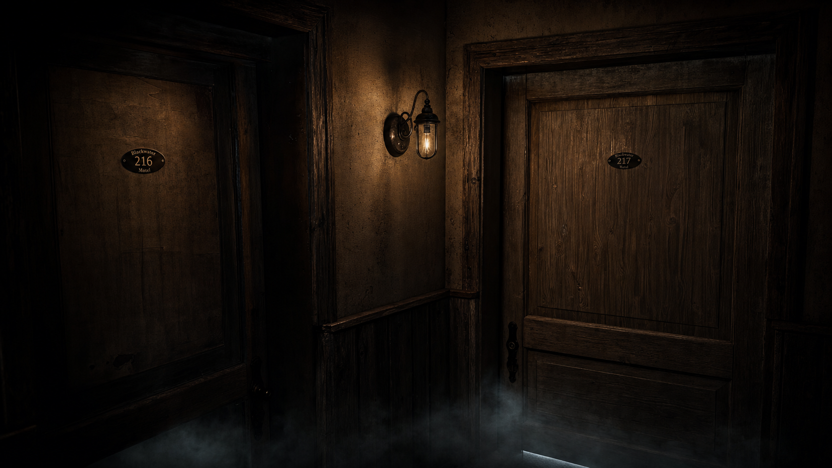 Blackwater Motel – Horror Escape Room München: Flur mit alten Türen